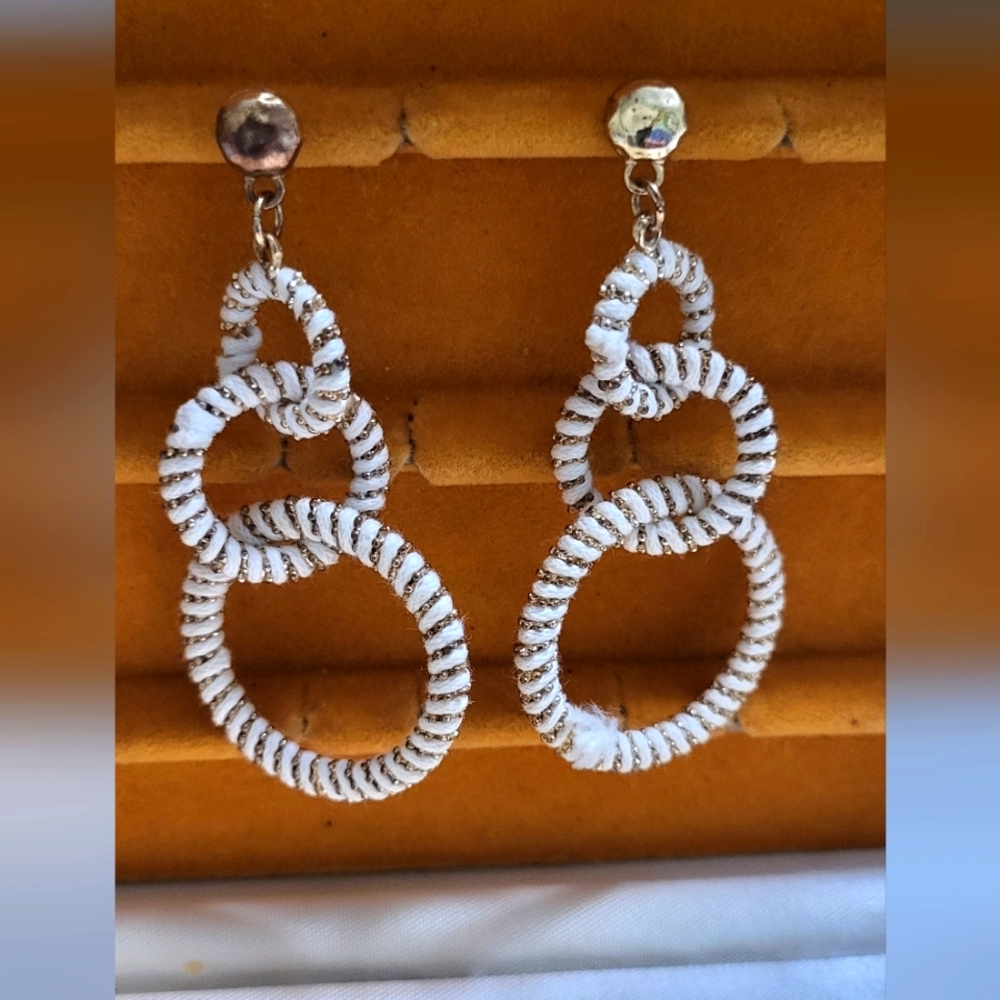 Elegant White and Gold Earrings